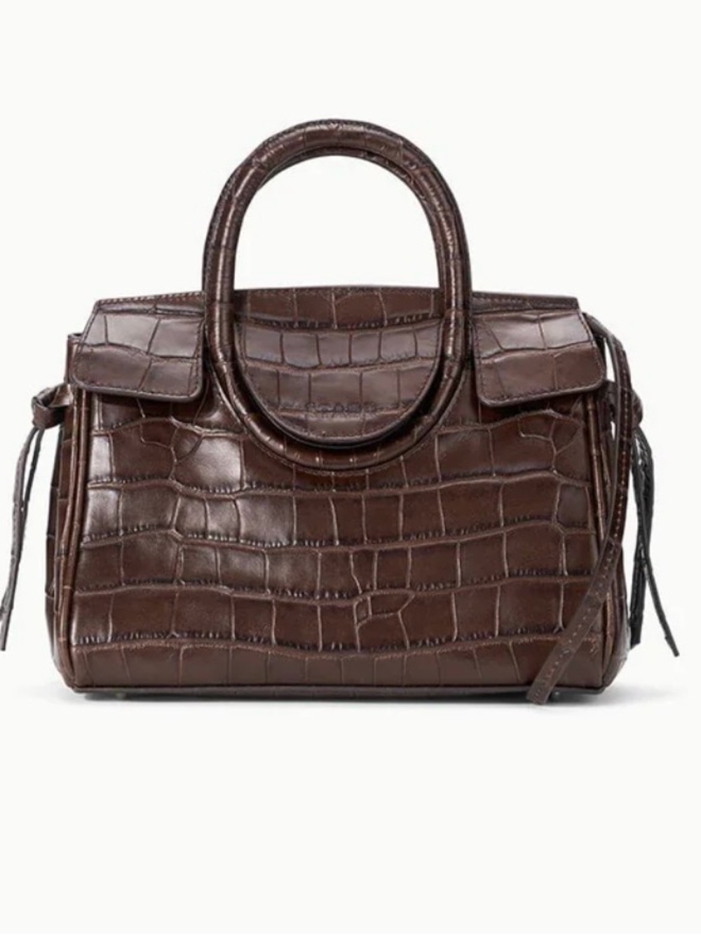 STAUD MAUDE MINI CARRYALL ESPRESSO CROCO